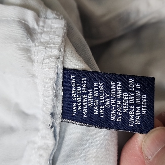 CHAPS white/light blue tie-dye cropped denim pants-8P - Picture 4 of 5